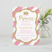Little Princess Baby shower Invite, Faux Glitter Kaart (Staand voorkant)