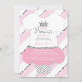 Little Princess Baby shower Invite, Faux Glitter Kaart (Voorkant)