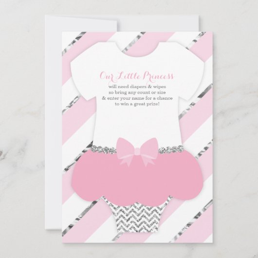 Little Princess Baby shower Invite, Faux Glitter Kaart (Achterkant)