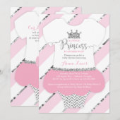 Little Princess Baby shower Invite, Faux Glitter Kaart (Voorkant / Achterkant)