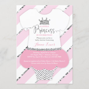 Little Princess Baby shower Invite, Faux Glitter Kaart