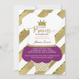 Little Princess Baby shower Invite, Faux Glitter Kaart
