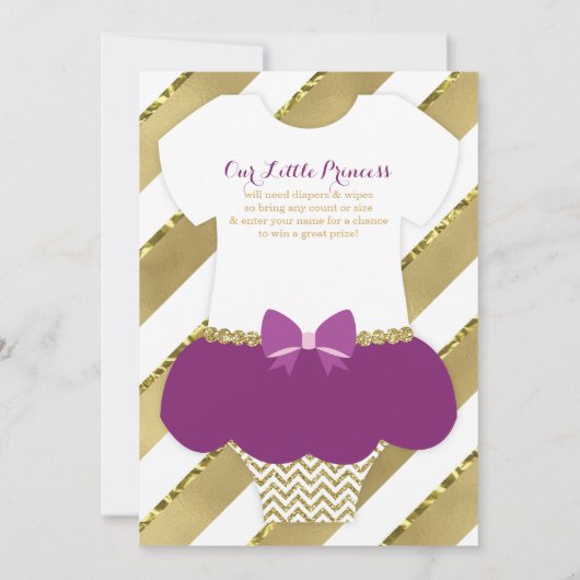 Little Princess Baby shower Invite, Faux Glitter Kaart (Achterkant)