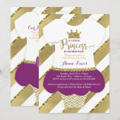 Little Princess Baby shower Invite, Faux Glitter Kaart (Voorkant / Achterkant)