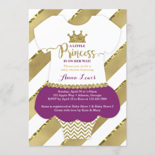 Little Princess Baby shower Invite, Faux Glitter Kaart