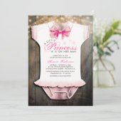 Little Princess Baby shower | Rustisch | Roos Gold Kaart (Staand voorkant)