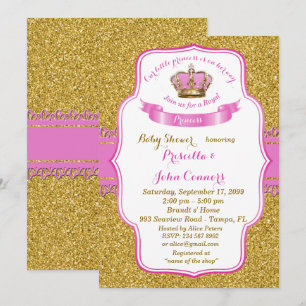 Little Princess Baby shower Uitnodiging, goud, roz Kaart