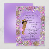 Little Princess Baby shower Uitnodiging, paarse Go Kaart (Voorkant / Achterkant)