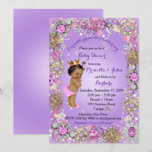 Little Princess Baby shower Uitnodiging, paarse Go Kaart