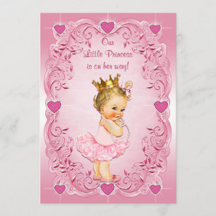 Little Princess Ballerina Love Hearts Baby shower Kaart