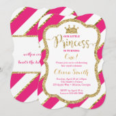 Little Princess Birthday Invitation in Pink & Gold Kaart (Voorkant / Achterkant)