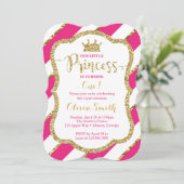 Little Princess Birthday Invitation in Pink & Gold Kaart (Staand voorkant)