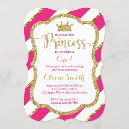 Little Princess Birthday Invitation in Pink & Gold Kaart