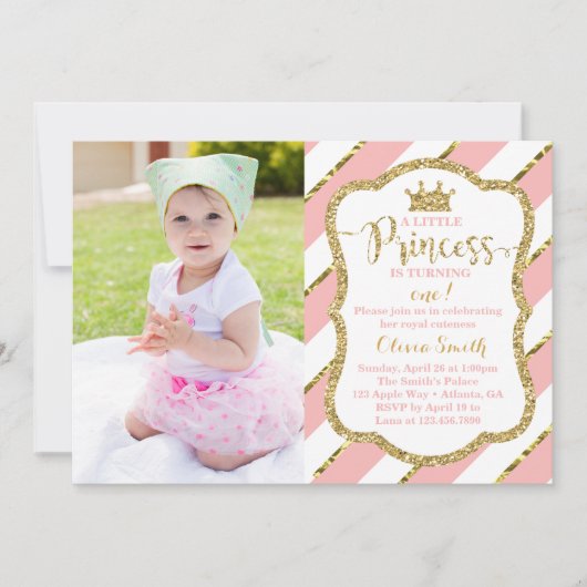 Little Princess Birthday Party Invitation Kaart (Voorkant)