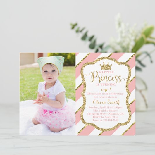 Little Princess Birthday Party Invitation Kaart (Staand voorkant)