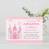 Little Princess Birthday Party Invitation (roze) Kaart (Staand voorkant)