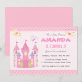 Little Princess Birthday Party Invitation (roze) Kaart (Voorkant / Achterkant)