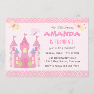 Little Princess Birthday Party Invitation (roze) Kaart