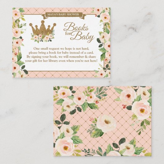 Little Princess Blush Floral Baby's Library Informatiekaartje (Voorkant / Achterkant)