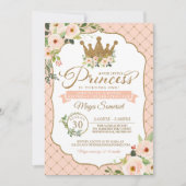 Little Princess Blush Floral Royal Birthday Kaart (Voorkant)