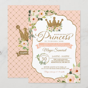Little Princess Blush Floral Royal Birthday Kaart