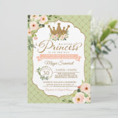 Little Princess Blush Mint Gold Royal Baby shower Kaart (Staand voorkant)