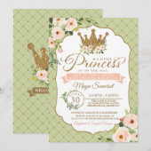 Little Princess Blush Mint Gold Royal Baby shower Kaart (Voorkant / Achterkant)