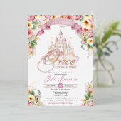 Little Princess Castle Baby shower Fairytale Real Folie Uitnodiging (Staand Voorkant)