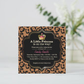 Little Princess Crown Leopard Print Baby shower Kaart (Staand voorkant)