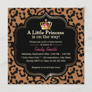 Little Princess Crown Leopard Print Baby shower Kaart