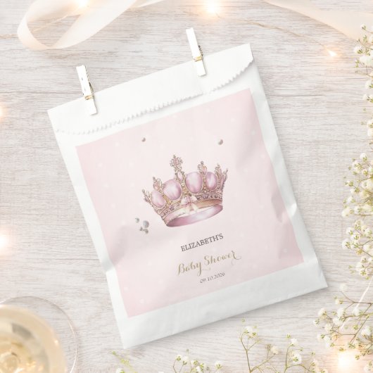 Little Princess Crown Pearls Dots Baby Shower Bedankzakje (Geknipt)