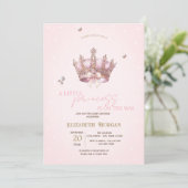 Little Princess Crown Pearls Dots Baby Shower Kaart (Staand voorkant)