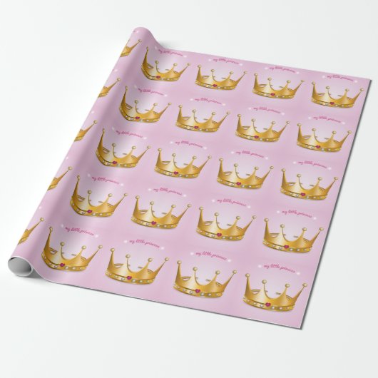 Little Princess Crown Wrapping Paper Cadeaupapier (Uitgerold)