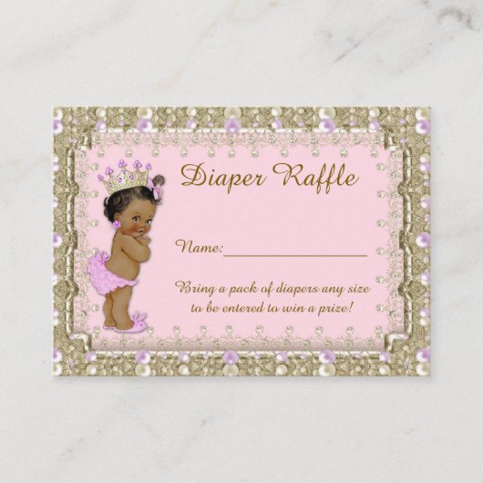 Little Princess Diaper Raffle Tickets, roze Informatiekaartje (Voorkant)