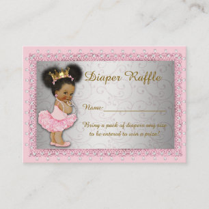 Little Princess Diaper Raffle Tickets, roze zilver Informatiekaartje
