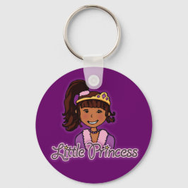 "Little Princess" donkerhaar paarse sleutelhanger