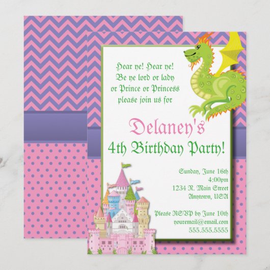 Little Princess Fairy Tale Party Uitnodiging (Voorkant / Achterkant)