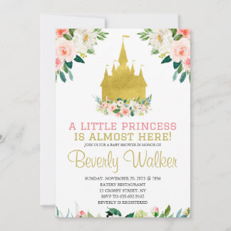 Little Princess Fairytale Castle Girl Baby shower Kaart