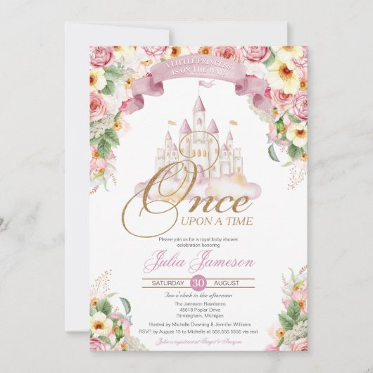 Little Princess Fairytale Castle Girl Baby shower Kaart (Voorkant)