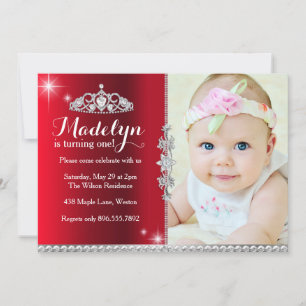 Little Princess First Birthday Invitation Kaart