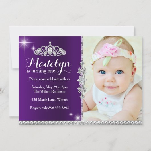 Little Princess First Birthday Invitation Kaart (Voorkant)