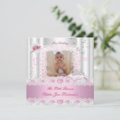 Little Princess First Birthday Party Foto 2 Kaart (Staand voorkant)