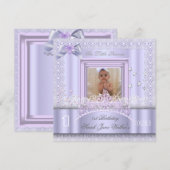 Little Princess First Birthday Party foto Lila Kaart (Voorkant / Achterkant)