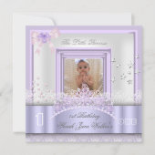 Little Princess First Birthday Party Photo Paars Kaart (Voorkant)