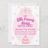 Little Princess First Birthday, Pink Crown Kaart (Voorkant)