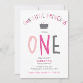 Little Princess First Birthday Pink Party Kaart (Voorkant)