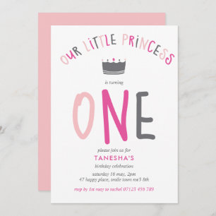 Little Princess First Birthday Pink Party Kaart