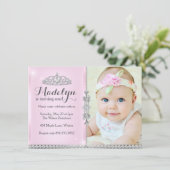 Little Princess First Birthday Pink Uitnodiging (Staand voorkant)