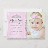 Little Princess First Birthday Pink Uitnodiging (Voorkant)