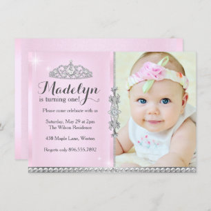 Little Princess First Birthday Pink Uitnodiging